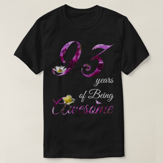 93-årig Fantastisk-Blommigt 1929 93:e födelsedagst T Shirt (Design framsida)