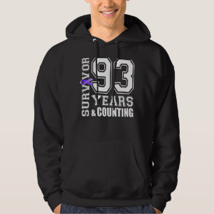 93 års Survivor I Bära Lila Ribbon Alzheimers sjuk Hoodie
