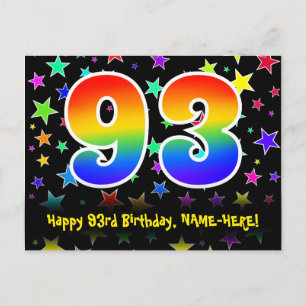 93-årsdag: Roliga stjärnor Mönster, Regnbåge 93, N Vykort