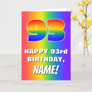 93:e födelsedag: färgfull, Roligt Rainbow Mönster  Kort
