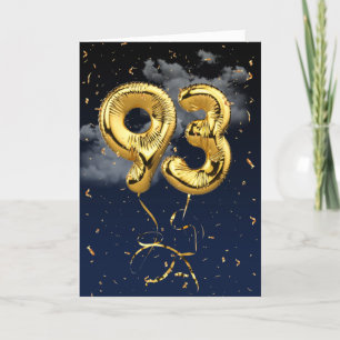 93:e födelsedag Guld Mylar Balloon and Confetti Ca Kort
