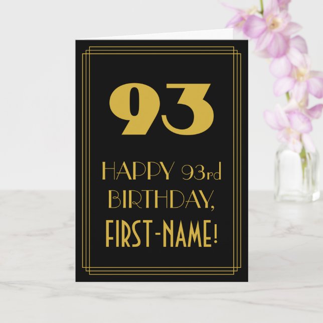 93:e födelsedagen - Art Deco Inspired Titta "93" o Kort (Orkide)