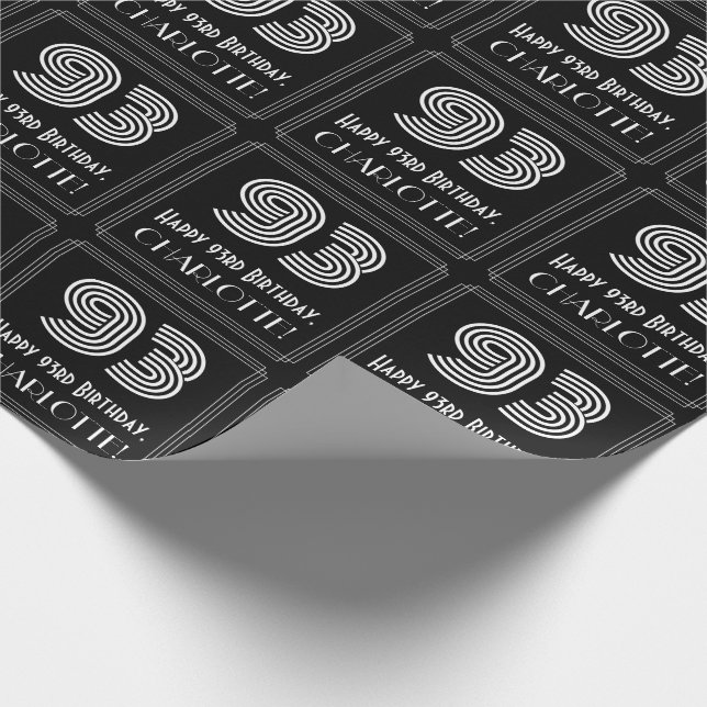 93:e födelsedagen: Art Deco Inspired Titta "93" w/ Presentpapper (Hörn)