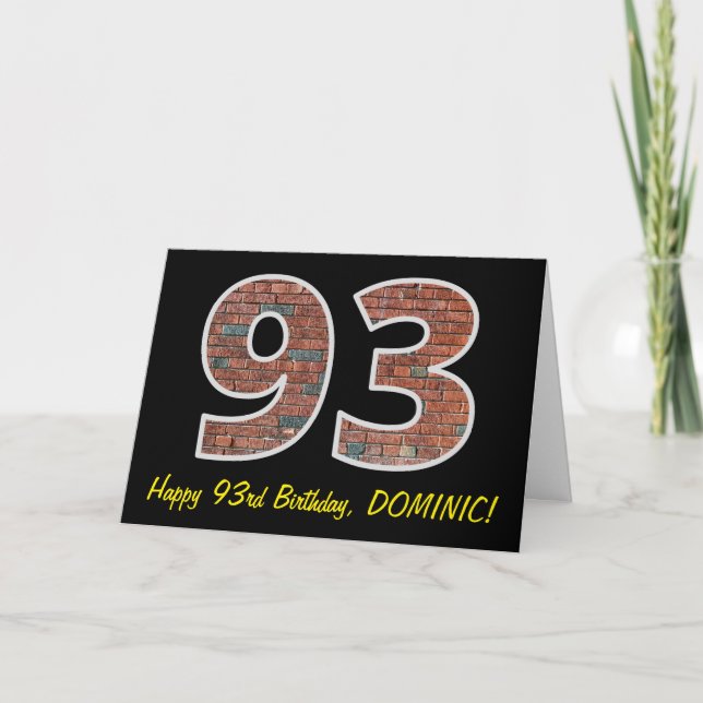 93:e födelsedagen - Brickmuren Mönster "93" w/ Nam Kort (Framsida)