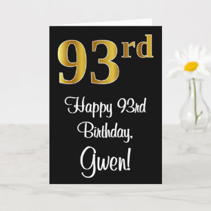 93:e födelsedagen ~ Elegant Luxurious Faux Guld Ti Kort