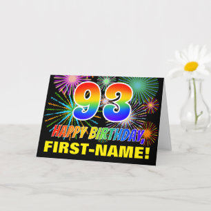 93:e födelsedagen: Fet, Roligt, Fireworks, Regnbåg Kort