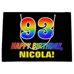 93:e födelsedagen: fetstil, Roligt, enkel, regnbåg