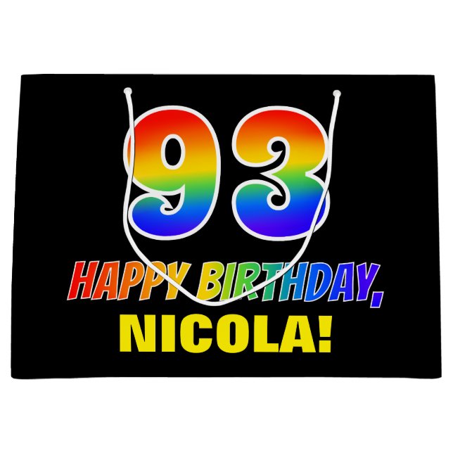 93:e födelsedagen: fetstil, Roligt, enkel, regnbåg (Framsidan)