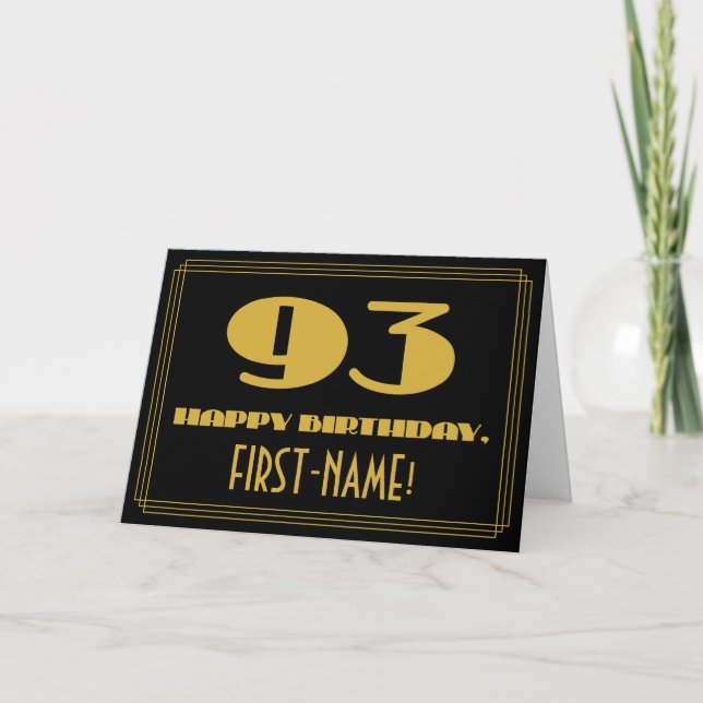 93:e födelsedagen: Namn + Art Deco Inspired (93) Kort (Framsida)