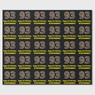 93:e födelsedagen: Namn & Faux Wood Grain Mönste Presentpapper