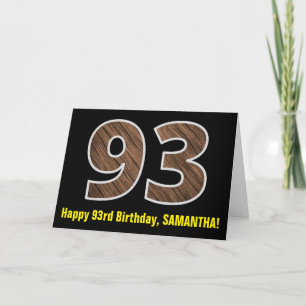 93:e födelsedagen: Namn + Faux Wood Grain Mönster  Kort