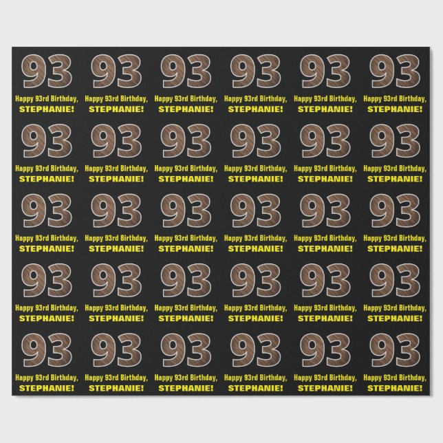 93:e födelsedagen: Namn & Faux Wood Grain Mönster  Presentpapper (Platt)