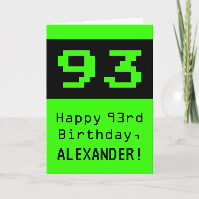 93:e födelsedagen: Nerdy / Geeky Stil "93" och Nam Kort (Framsida)