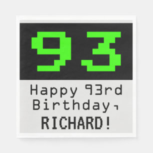 93:e födelsedagen - Nerdy/Geeky Stil "93" och Namn Pappersservett