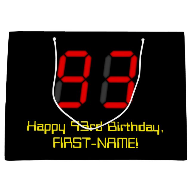 93:e födelsedagen: Red Digital Clock Stil "93" + N (Framsidan)