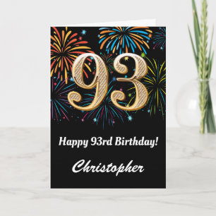 93:e födelsedagen regnbåge, svart och Guld Kort