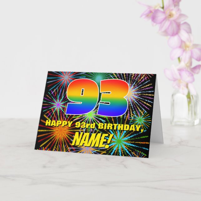 93:e födelsedagen: Roligt, färgstarka brinnande fy Kort (Orkide)