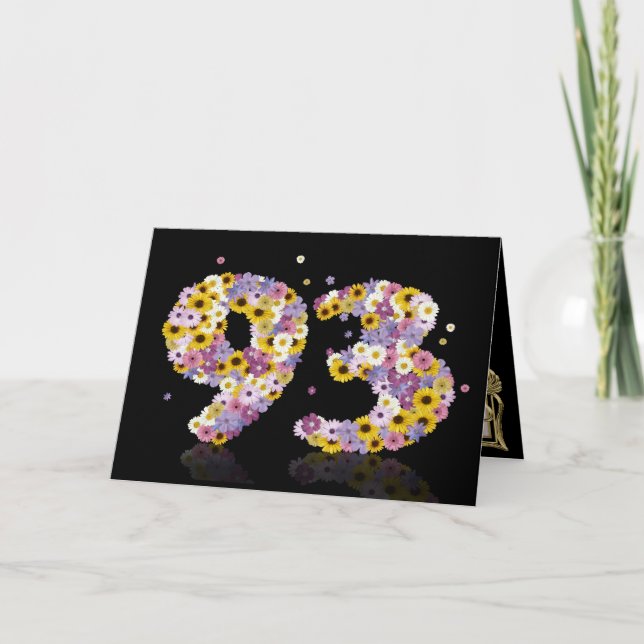 93:e födelsedagskort med brev i blommor kort (Framsida)