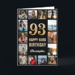 93:e Grattis på födelsedagen Black and Guld Photo  Kort<br><div class="desc">93:e Grattis på födelsedagen Black and Guld Photo Collage Birthday Card. Om du vill göra ytterligare anpassningar klickar du på knappen "Anpassa" och användor verktyg som är utformat för att ändra mallen.</div>