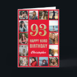 93:e Grattis på födelsedagen Red and Guld Photo Co Kort<br><div class="desc">93:e Grattis på födelsedagen Red and Guld Photo Collage Birthday Card. Om du vill göra ytterligare anpassningar klickar du på knappen "Anpassa" och användor verktyg som är utformat för att ändra mallen.</div>