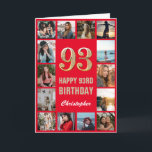 93:e Grattis på födelsedagen Red and Guld Photo Co Kort<br><div class="desc">93:e Grattis på födelsedagen Red and Guld Photo Collage Birthday Card. Om du vill göra ytterligare anpassningar klickar du på knappen "Anpassa" och användor verktyg som är utformat för att ändra mallen.</div>