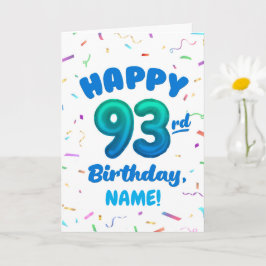 93rd Balloon Number Custom Name Birthday Card Kort