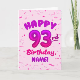 93rd Balloon Number Custom Name Birthday Card Kort