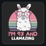93rd Birthday Llamazing Llama 93 Year Old Birthday Fyrkantigt Klistermärke<br><div class="desc">Retro Vintage Style Birthday Gift Design Perfect To Pair With Shorts,  Leggings Or Jeans For A Casual Yet Trendy Look. Humorous Funny Humor Birthday Gift Outfit For Family Member,  Loved One Or Yourself. Matches Loads Of Clothes. GET YOURS TODAY!</div>