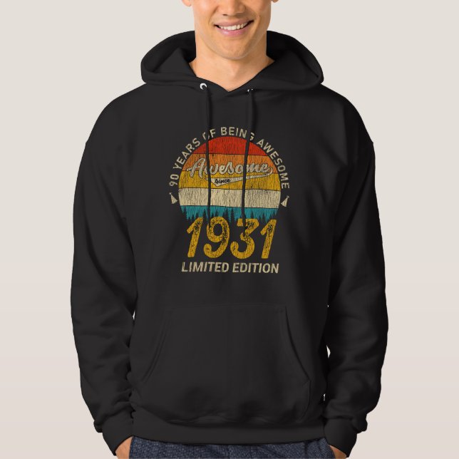 94-åriga dagars Retro-Fantastisk 94:e födelsedagsp Hoodie (Framsida)