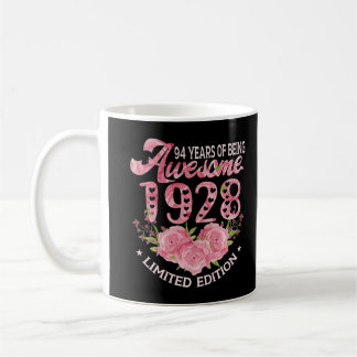 94 års gammal Rosa Vintage 1 928-dagars gåva 94:e  Kaffemugg