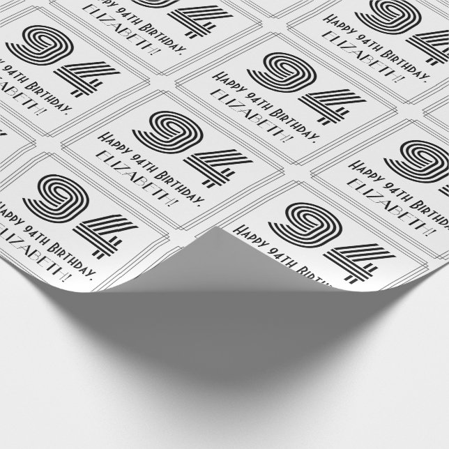 94:e födelsedag: Art Deco Inspired Stil "94" + Nam Presentpapper (Hörn)