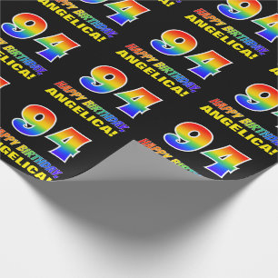 94:e födelsedag: fetstil, Roligt, enkel, regnbåge Presentpapper