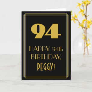 94:e födelsedagen - Art Deco Inspired Titta "94" o Kort
