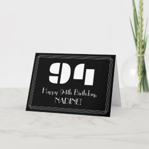 94:e födelsedagen: Art Deco Inspired Titta "94" oc Kort