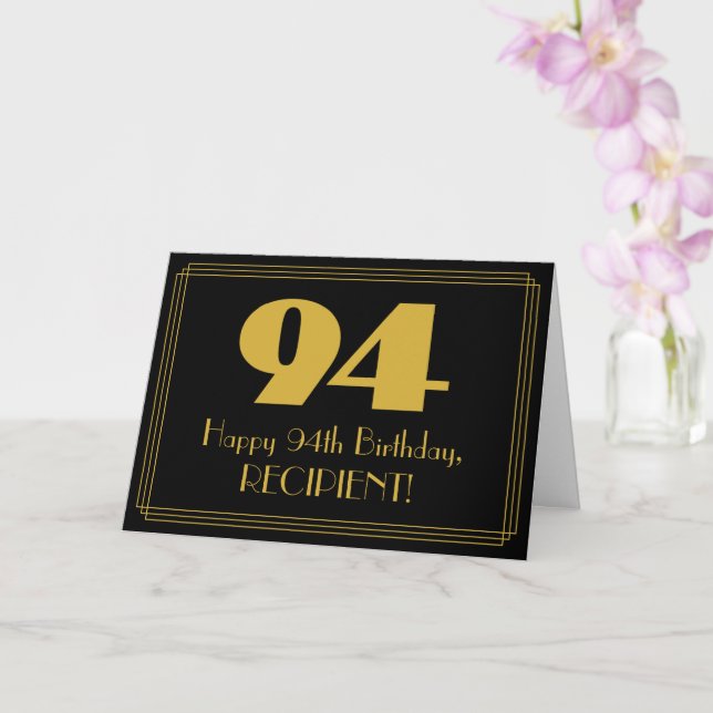 94:e födelsedagen: Art Deco Inspired Titta "94" oc Kort (Orkide)