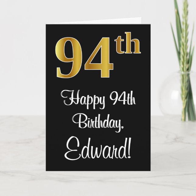94:e födelsedagen ~ Elegant Luxurious Faux Guld Ti Kort (Framsida)