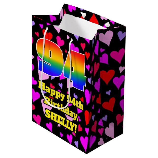 94:e födelsedagen: Loving Hearts Mönster, Regnbåge (Framsidan Vinklad)
