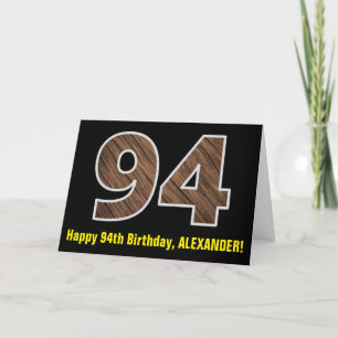 94:e födelsedagen: Namn + Faux Wood Grain Mönster  Kort