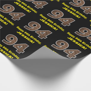 94:e födelsedagen: Namn & Faux Wood Grain Mönster  Presentpapper