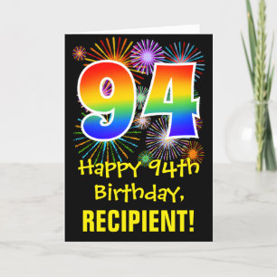 94:e födelsedagen: Roligt Fireworks Mönster + Rain Kort