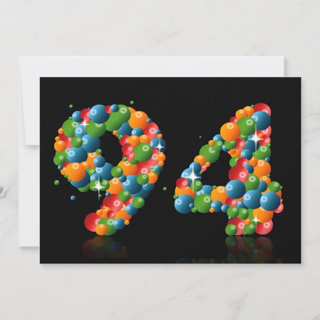 94: e Födelsedagsfesten, med bubblor och bollar Inbjudningar (Framsida)
