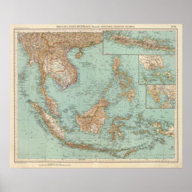 9596 Indocina, Siam, Arcipelago Malese Poster (Framsidan)