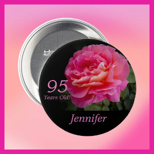 95 år gammal, Rosa ros-knappstift Knapp
