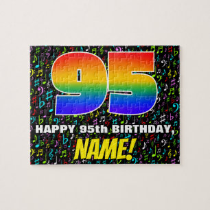 95-årsdag — Roliga, färgglada musik symboler & “95 Pussel