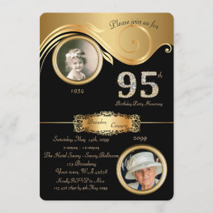 95:e,Birthday Man 95:e,elegant art deco,lila Inbjudningar