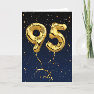 95:e födelsedag Guld Mylar Balloon and Confetti Ca Kort