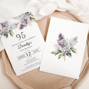 95:e födelsedag Lila Vår Lilac Flower Inbjudningar