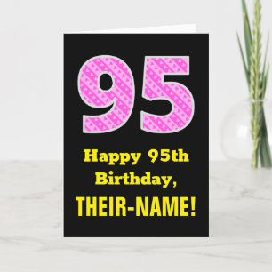 95:e födelsedag: Rosa Rand och hjärtan "95" + Namn Kort