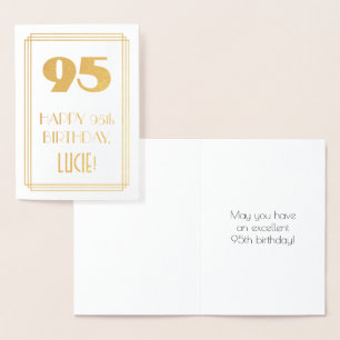 95:e födelsedagen: Art Deco Inspired Titta "95" oc Folierat Kort