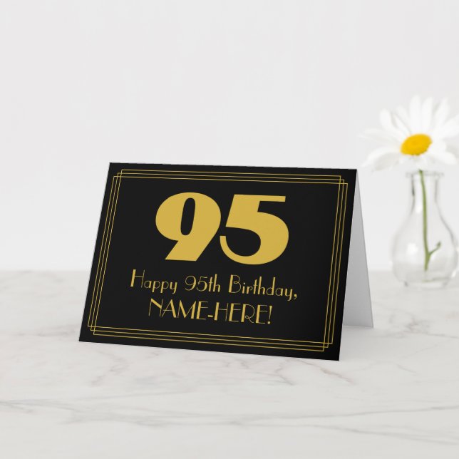 95:e födelsedagen: Art Deco Inspired Titta "95" oc Kort (Liten växt)